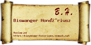 Biswanger Honóriusz névjegykártya